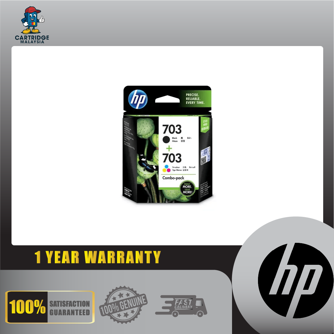 F6V32AA HP 703 Tri-color Black Ink Cartridge Combo 2-Pk