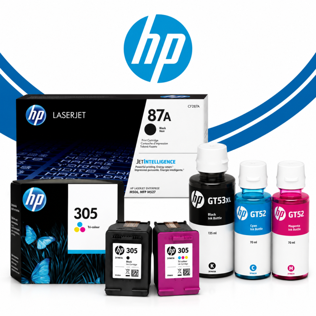 HP toner cartridges, ink cartridges and ink bottles available at Cartridge Malaysia