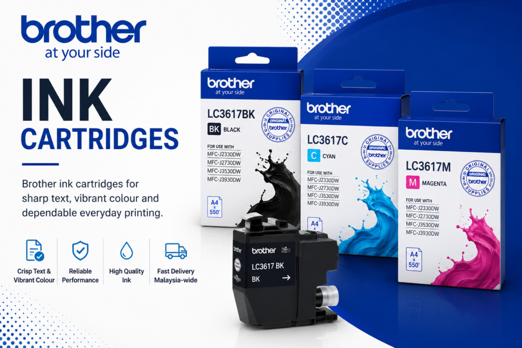 Brother ink cartridges for inkjet printers in Malaysia.