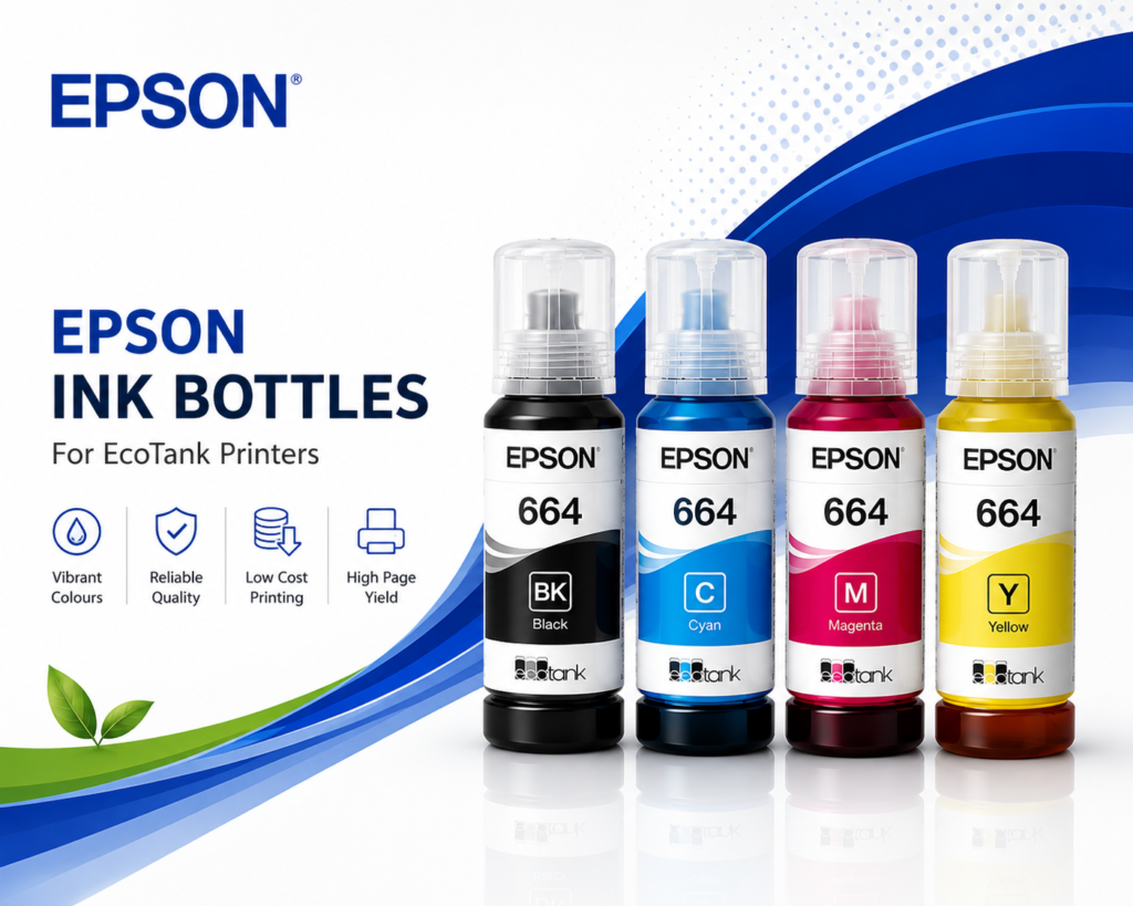 Epson EcoTank ink bottles for Epson printers in Malaysia.