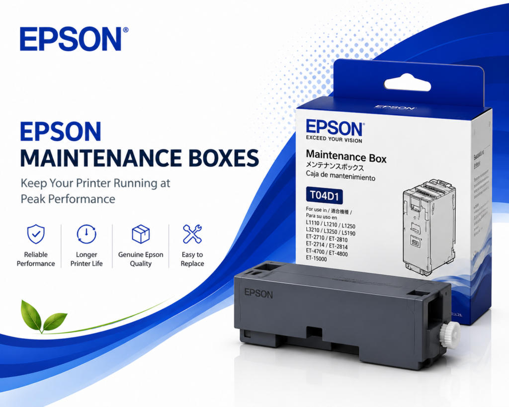 Epson maintenance boxes for Epson printers.